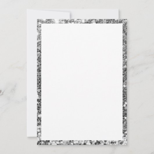 豪華な白い銀のシークインフレームエレガントなウェディング 招待状 (裏面)