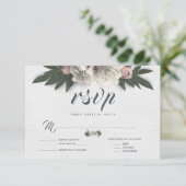 豪華な白とピンクの花を咲かせる芍薬の食事付き 出欠カード (スタンド正面)