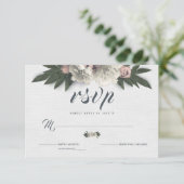 豪華な白とピンクの花を咲かせる芍薬 出欠カード (スタンド正面)