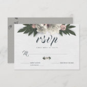 豪華な白とピンクの花を咲かせる芍薬 出欠カード (正面/裏面)