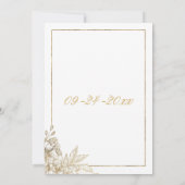 豪華な白と金の花のウェディング 招待状 (裏面)