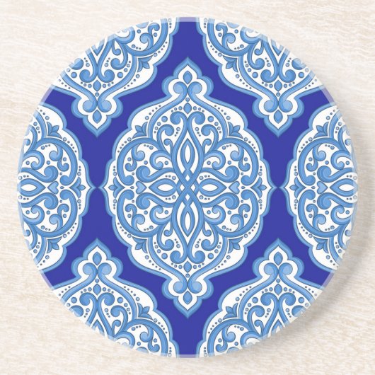 豪華な白と青のトルコ風の装飾品。 コースター (正面)