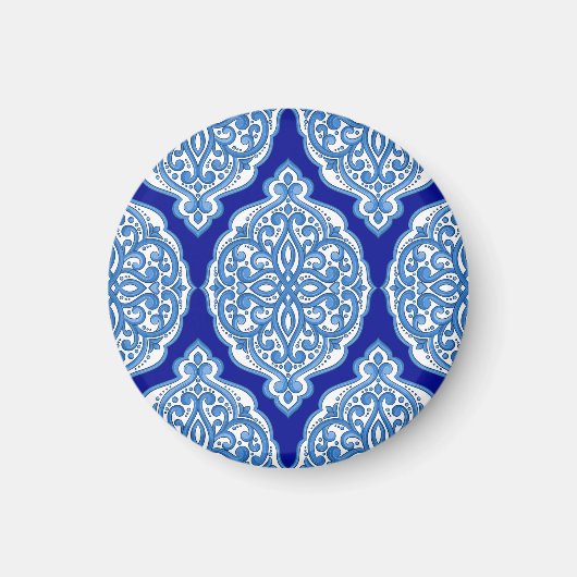 豪華な白と青のトルコ風の装飾品 マグネット (正面)