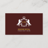 豪華な白王室の紋 |ブルゴーニュイニシャル 名刺 (正面)