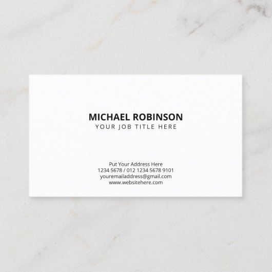 豪華な白王室の紋 |黒のイニシャル 名刺 (裏面)