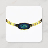 豪華な白金ゴールドブルーティール（緑がかった色）グラデーションモノグラム スクエア名刺 (正面)