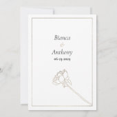 豪華な白金タイプラフィー 牡丹の花 RSVP 招待状 (裏面)