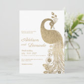 豪華な白金色のロイヤルピーコックエレガントウェディング 招待状 (スタンド正面)