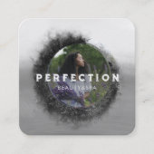 豪華な白黒の円のフレームフォト スクエア名刺 (正面)