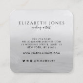 豪華な白黒の円のフレームフォト スクエア名刺 (裏面)