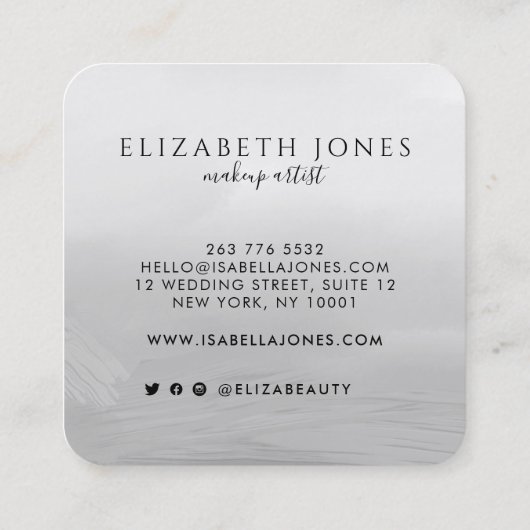 豪華な白黒の円のフレームフォト スクエア名刺 (裏面)