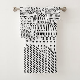 豪華な白黒ドーム バスタオルセット