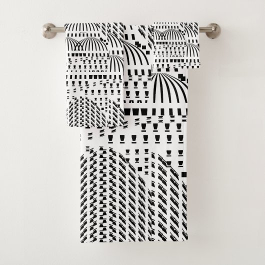 豪華な白黒ドーム バスタオルセット (インサイチュ)