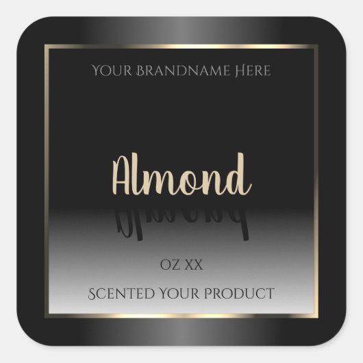 豪華な白黒プロダクトラベル金ゴールド枠 スクエアシール (正面)