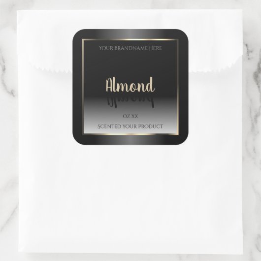 豪華な白黒プロダクトラベル金ゴールド枠 スクエアシール (バッグ)