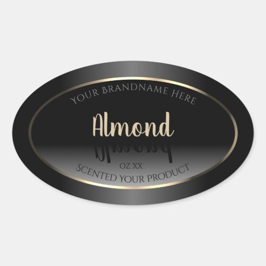 豪華な白黒プロダクトラベル金ゴールド枠 楕円形シール (正面)