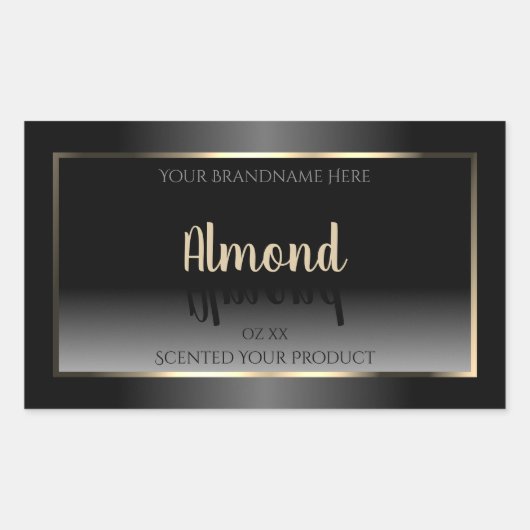豪華な白黒プロダクトラベル金ゴールド枠 長方形シール (正面)