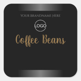 豪華な白黒金ゴールド製品ラベル(ロゴ付き) スクエアシール