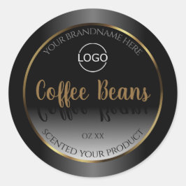 豪華な白黒金ゴールド製品ラベル(ロゴ付き) ラウンドシール