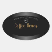 豪華な白黒金ゴールド製品ラベル（ロゴ付き） 楕円形シール (正面)