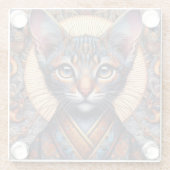 豪華な神話の幻想的な猫 ガラスコースター (裏面)