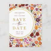豪華な秋ワイルドフラワーウェディング日付を保存 案内ポストカード (正面)