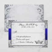 豪華な童話の絵本のようなウェディング　グレイ　ＲＳＶＰ 出欠カード (正面/裏面)