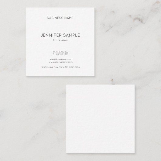 豪華な粋でエレガントでモダンでミニマルなデザインのテンプレート スクエア名刺 (正面/裏面)