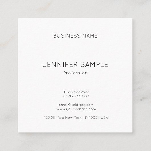 豪華な粋でエレガントでモダンでミニマルなデザインのテンプレート スクエア名刺 (正面)