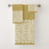 豪華な純白レースの金ゴールドバスタオルセット バスタオルセット (インサイチュ)