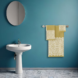 豪華な純白レースの金ゴールドバスタオルセット バスタオルセット