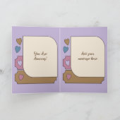 豪華な素晴らしい妻のブラウン薄紫誕生日 カード (内部)