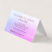 豪華な紫とピンクのグラデーション円のフレームフォト 名刺 (裏面)