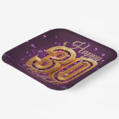 豪華な紫と金ゴールドの宝石30th誕生日 ペーパープレート (傾斜あり)