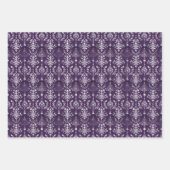 豪華な紫と銀のクリスマスパターン ラッピングペーパーシート (正面2)