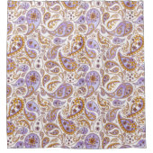 豪華な紫のペイズリーシャワーカーテン シャワーカーテン (正面)