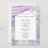 豪華な紫の大理石結婚真珠 招待状 (正面)