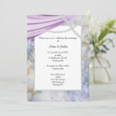 豪華な紫の大理石結婚真珠 招待状 (スタンド正面)