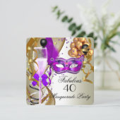 豪華な紫色と金色のクリームブラックマスカレードパーティー 招待状 (スタンド正面)