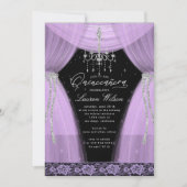 豪華な紫色のシャンデリア輝くキンセアニェラ 招待状 (正面)