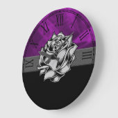 豪華な紫色のバラのグランジなギフト ラージ壁時計 (傾斜)