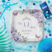 豪華な紫色のライラックの花と蝶のキンセアニエラ ペーパープレート (パーティー)