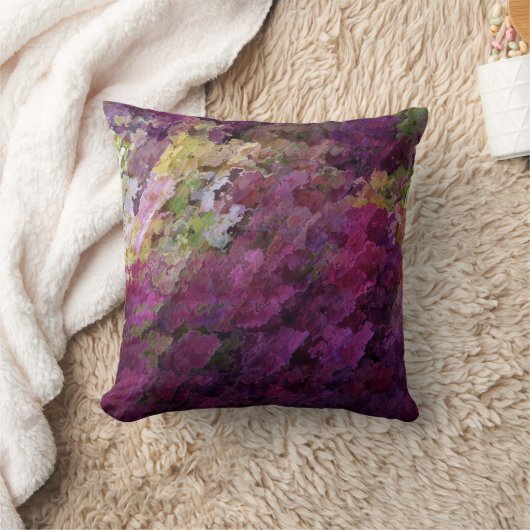 豪華な紫色の庭のグランジなプリントの枕16x16 クッション (ブランケット)