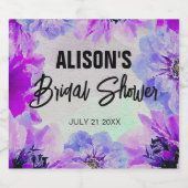 豪華な紫色の水彩花のブライダルシャワー スパークリングワインラベル (シングルラベル)