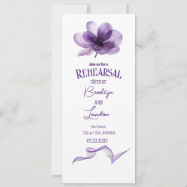 豪華な紫色の花のリハーサルディナー 招待状