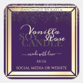 豪華な紫色の製品の包装ラベル金ゴールドフレーム スクエアシール (正面)