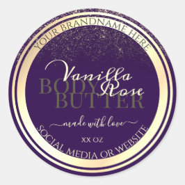 豪華な紫色の製品の包装ラベル金ゴールドフレーム ラウンドシール