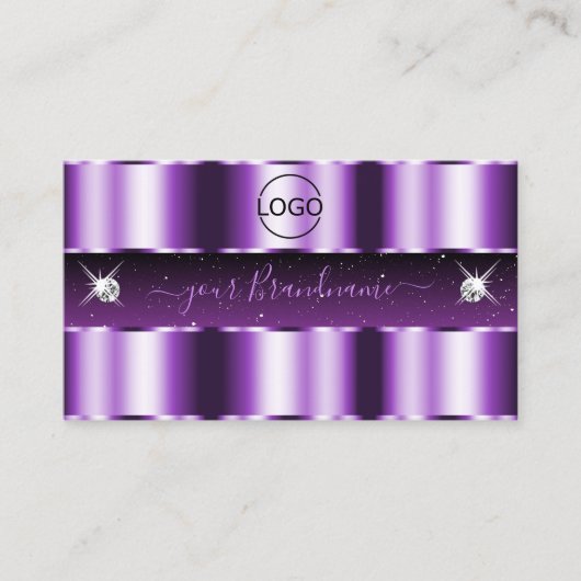 豪華な紫色の黒いダイヤきらめくモンドのロゴを追加 名刺 (正面)