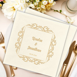 豪華な結婚ゴシック風の新郎新婦 箔ナプキン