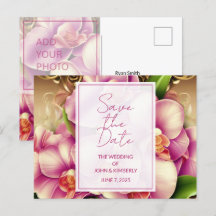 豪華な結婚式の写真QRコードCD Save the Dateはがき